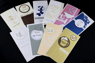 Kartki urodzinowe z cyfrą - kartka DL - 10 szt