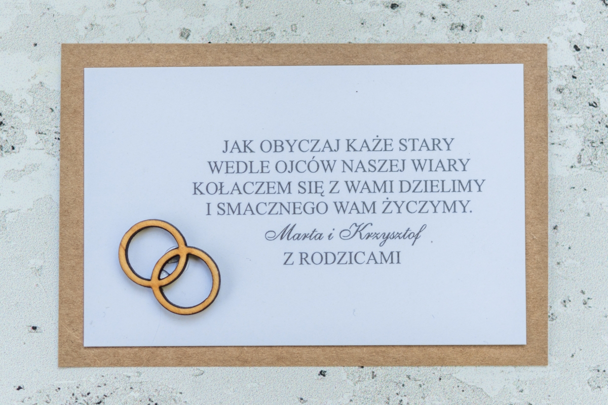 Kolekcja ślubna - etykieta na ciasto z papieru EKO