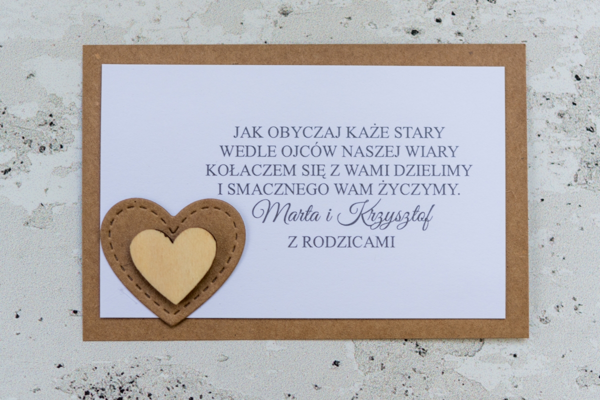 Kolekcja ślubna - etykieta na ciasto z papieru EKO