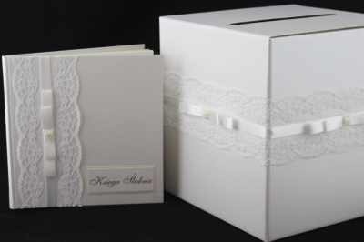 Zestaw pudełko na koperty + księga gości weselnych